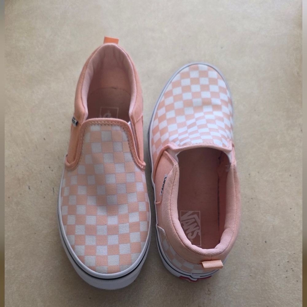 Vans Kids Peach Checkered Slip-On Sneakers